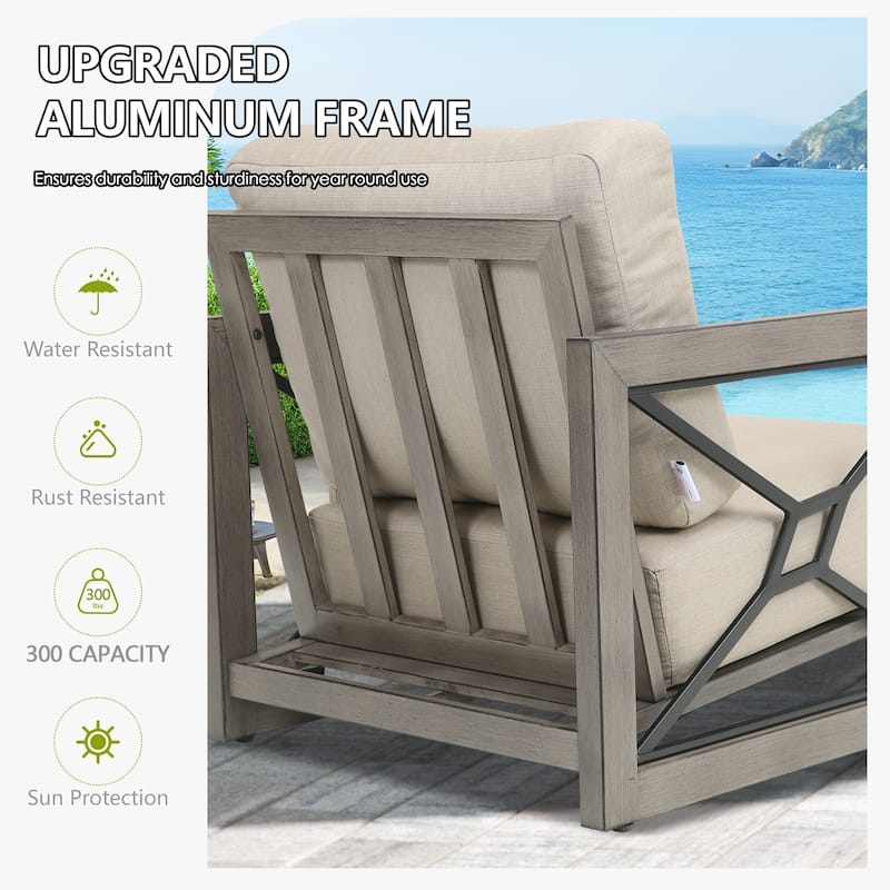 Outdoor Conversation Sofa Chair Furniture with Sunbrella Fabric Cushion