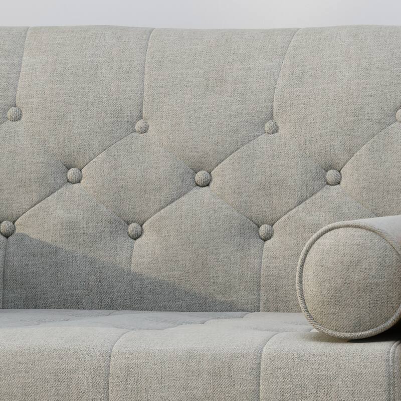 Tufted Back Club Chair Upholstered Reading Chair w/ Arms, Wood Legs