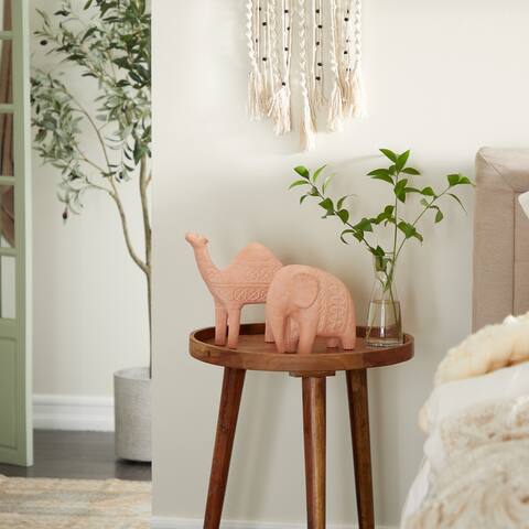 Pink Ceramic Modern Farmhouse Sculpture Set of 2 - 10 x 4 x 10 and 9 x 4 x 8