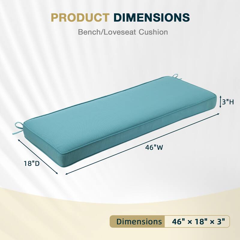 Aoodor Patio Furniture 46" x 18" x 3.1" Outdoor Bench Cushion