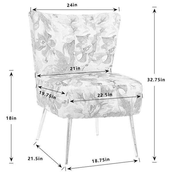 Floral Pattern Modern Accent Chair, Fabric Living Room Chair, Bedroom Chair with Thick Sponge