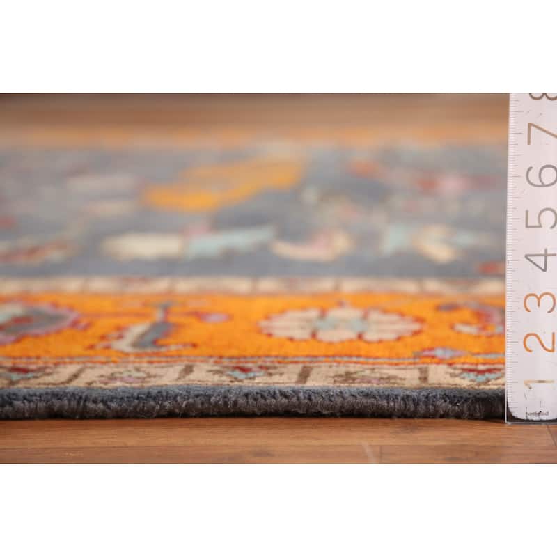 Blue Traditional Heriz Serapi Indian Area Rug Hand-Knotted Wool Carpet - 8'11" x 11'9"