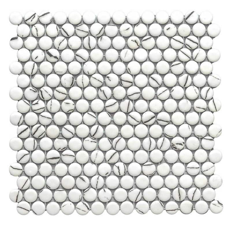 The Tile Life Eterna Penny 12x12 Round Glass Mosaic Floor, Wall & Backsplash Tile