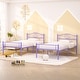 preview thumbnail 28 of 32, VECELO Twin Size Metal Bed Frame Set of 2 Victorian Style Kids Beds with Heart Pattern Headboard No Box Spring Needed