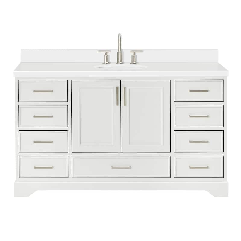 Ariel M061SWQOVO Stafford 61" Free Standing Single Basin Vanity Set - White - Colored