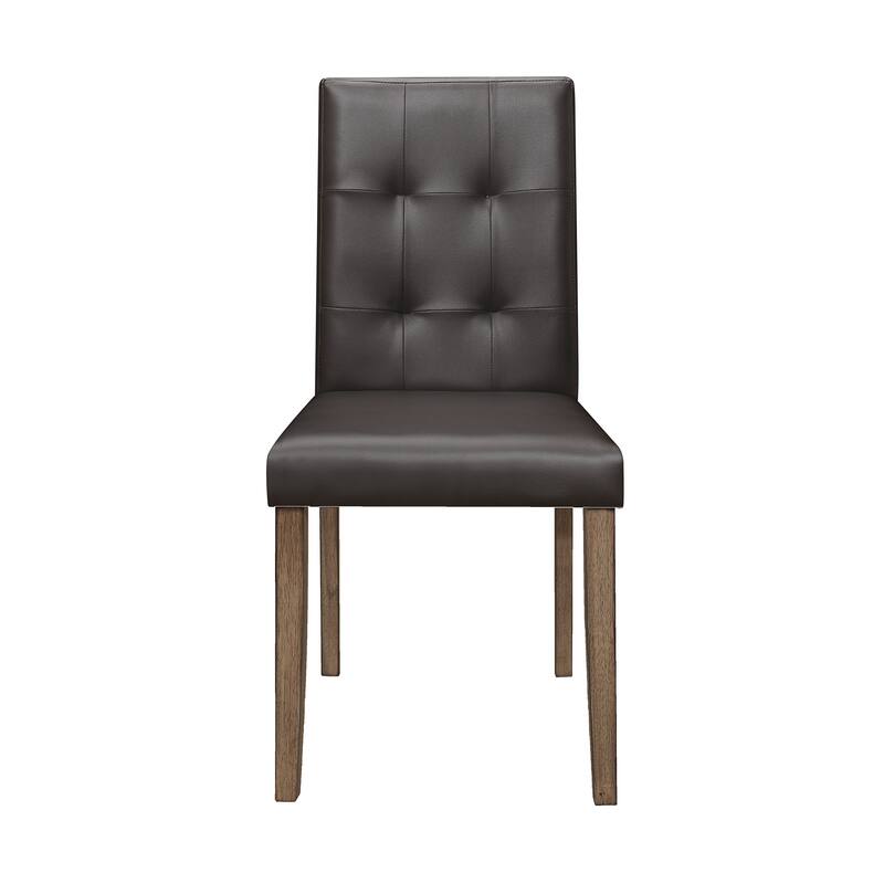 2pc Side Chairs Set,Wood Frame Faux Leather Back and Seat Dining Chair