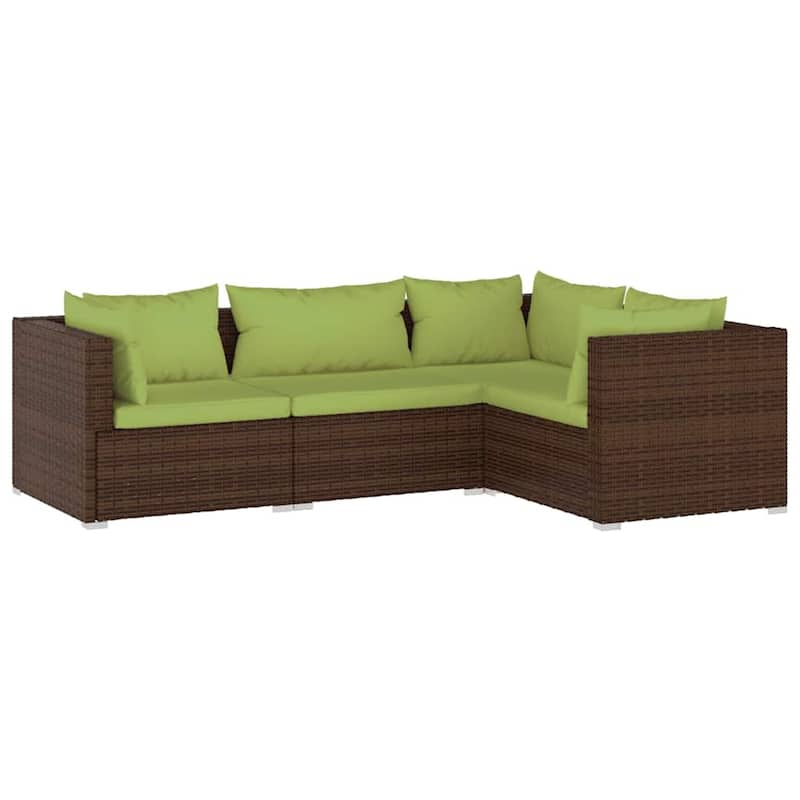 vidaXL Patio Lounge Set Outdoor Sectional Sofa Set Table Garden Poly Rattan - 27.6" x 27.6" x 23.8"