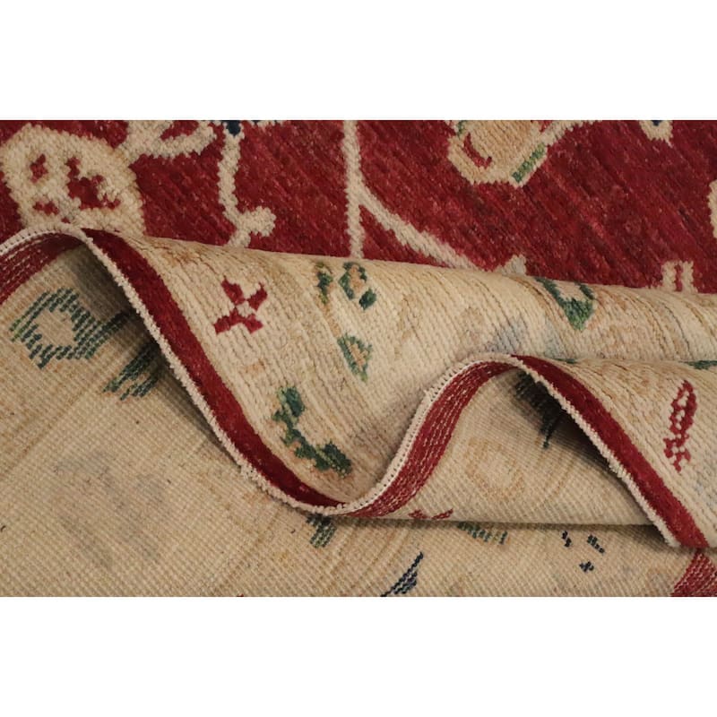 Hand Knotted Oriental 100% Wool Carpet Transitional Medallion Red Oushak Area Rug - 9' 8'' X 8' 2''