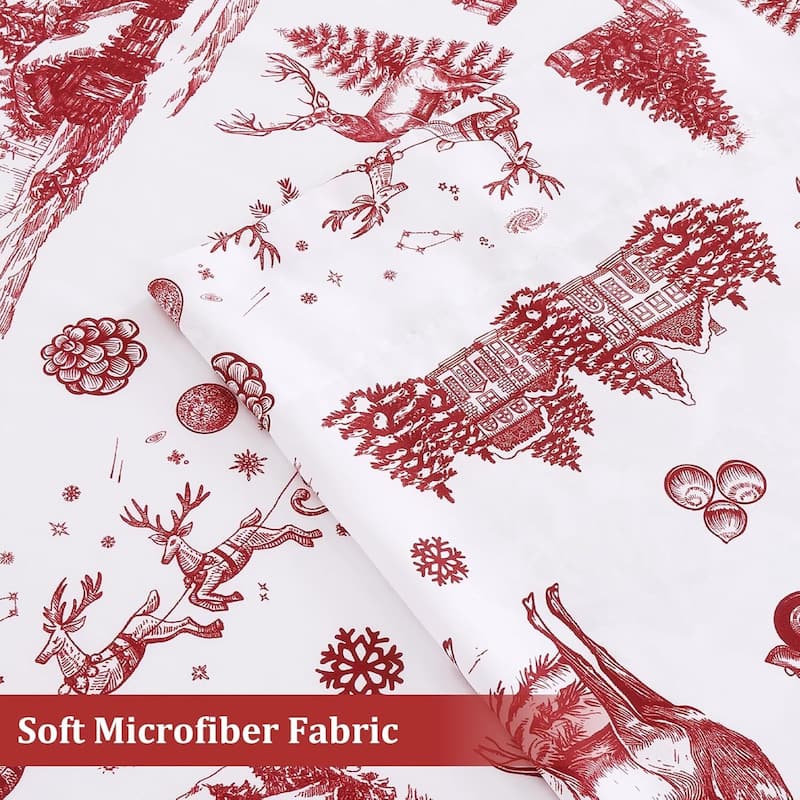 Christmas Red Boho Holiday Bed Sheets Set with 16 Inches Deep Pocket