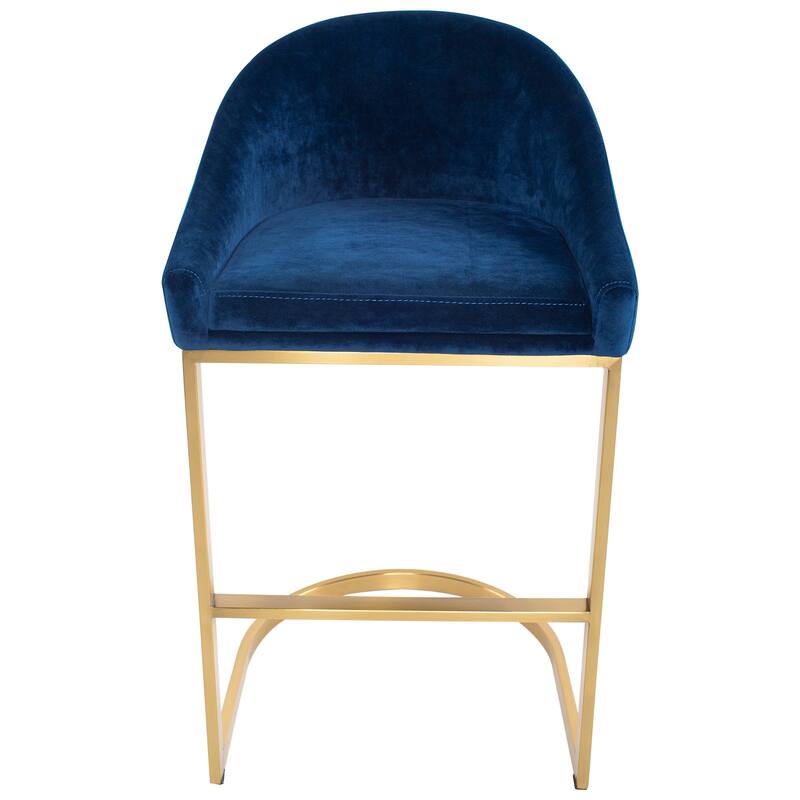Otus 26" Counter Height Gold Brass Velvet Mid-Century Bar Stool