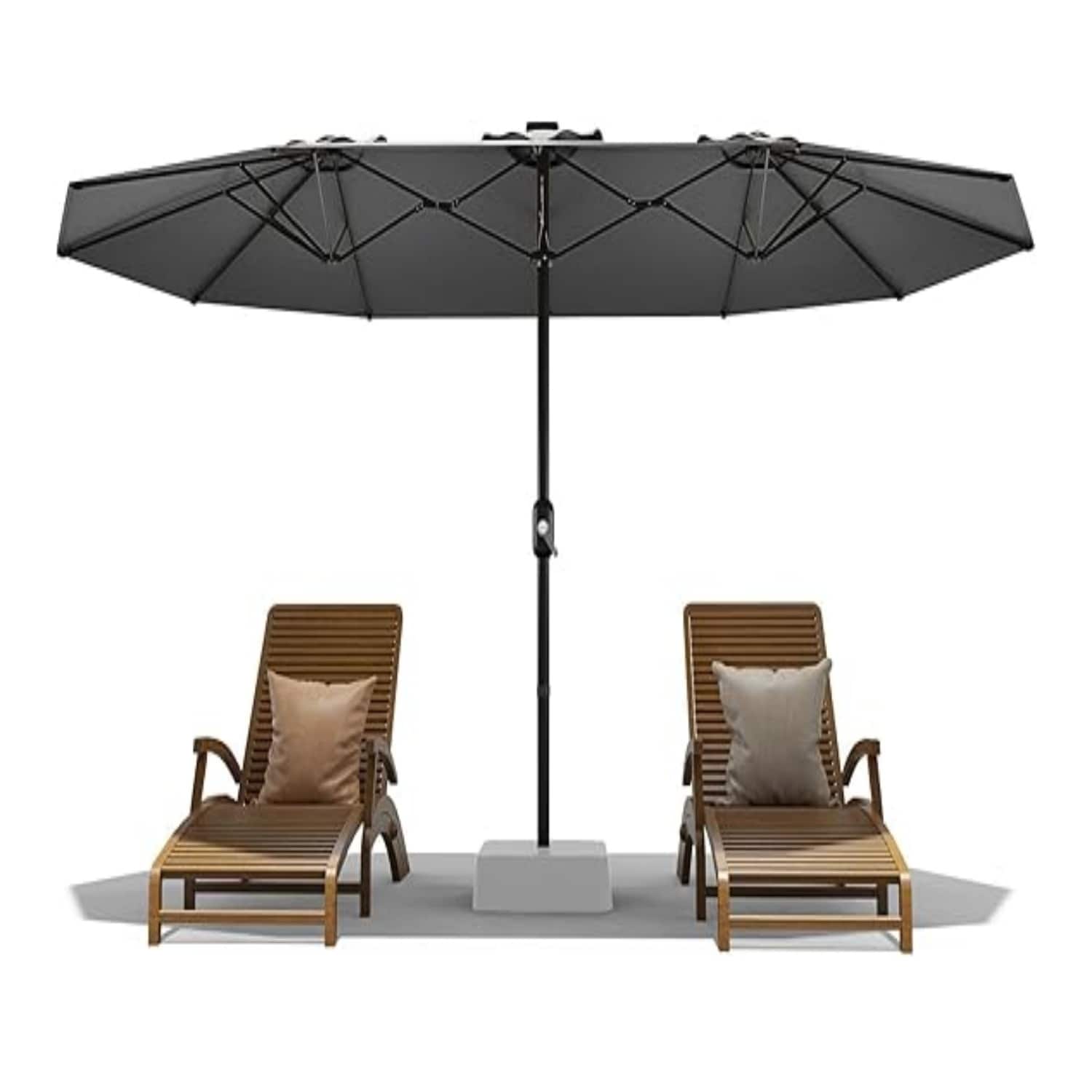 13Ft Large Patio Umbrella Crank Handle UV Protection Weather Resistant Gray