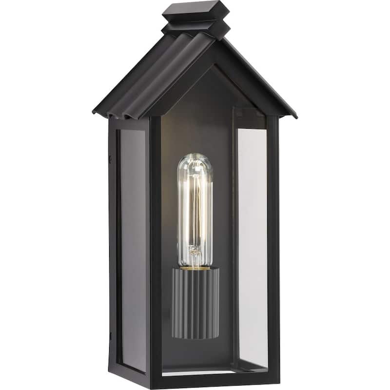 POINT DUME® Dunemere Matte Black Outdoor Wall Lantern with DURASHIELD - 6.625 in x 5.875 in x 14 in - 6.625 in x 5.875 in x 14 in