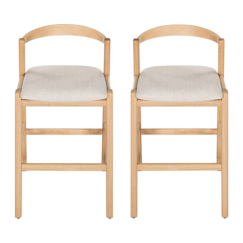 Christopher Knight Home - Ravenswood Rubber Wood Bar Stool with Fabric Upholstered Cushion（Set of 2）