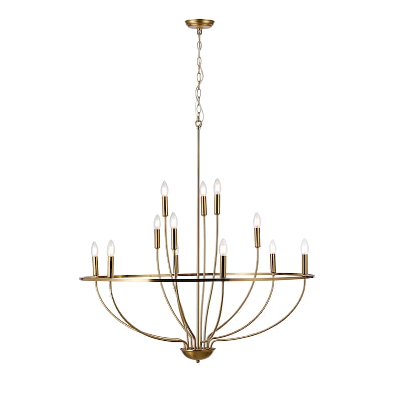 12-Light Metal Lotus Chandelier Graceful Curve Candlestick Ceiling Light