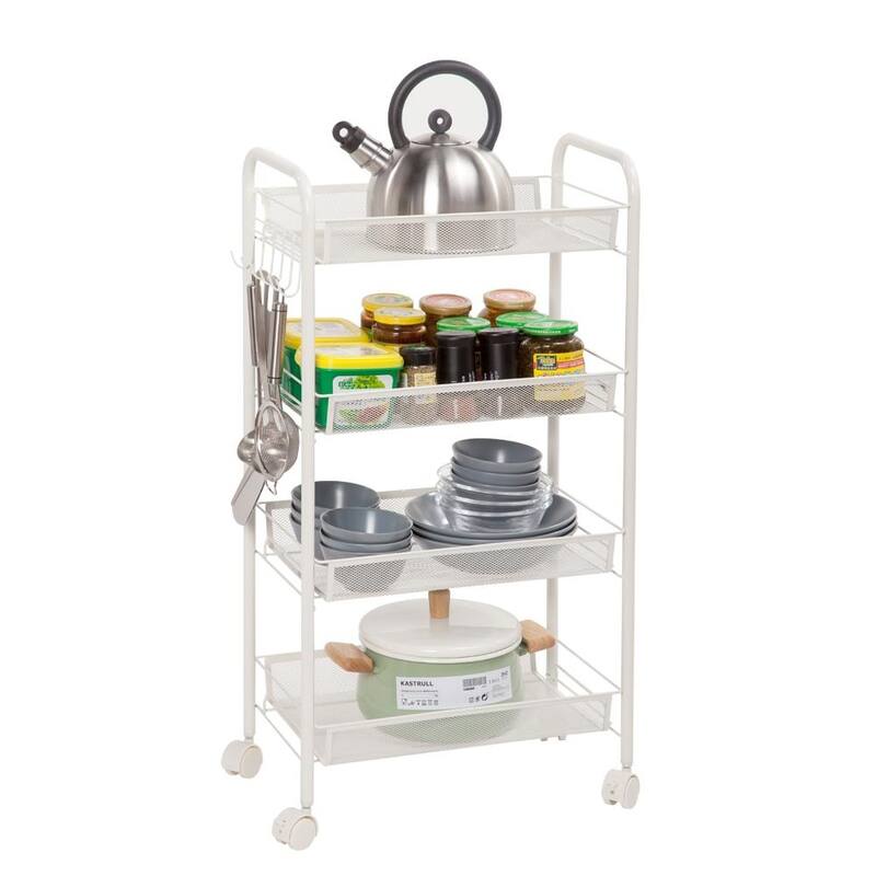 4-Tier Steel Storage Shelving Cart with Wheels