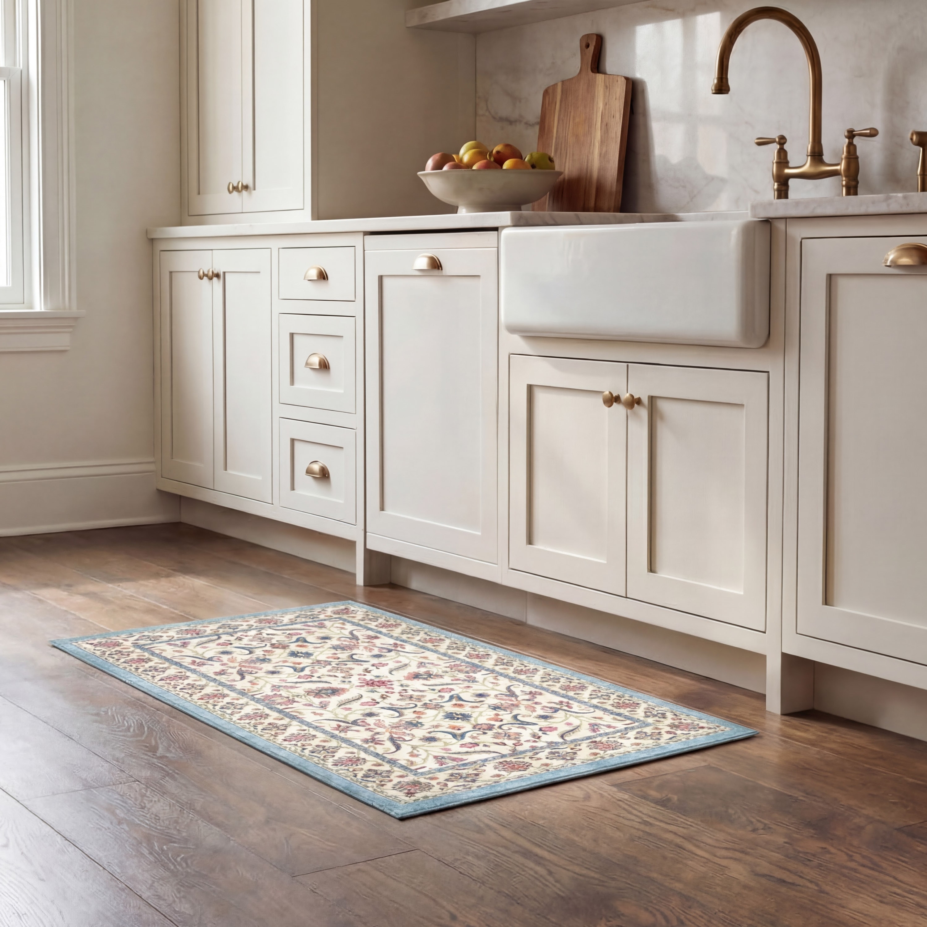 Laura Ashley Washable Printed Chenille Rugs with Non-Slip Rubber Backing