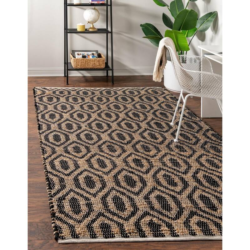 Braided Dosa Collection Area Rug - 9'x12' - Black-Natural