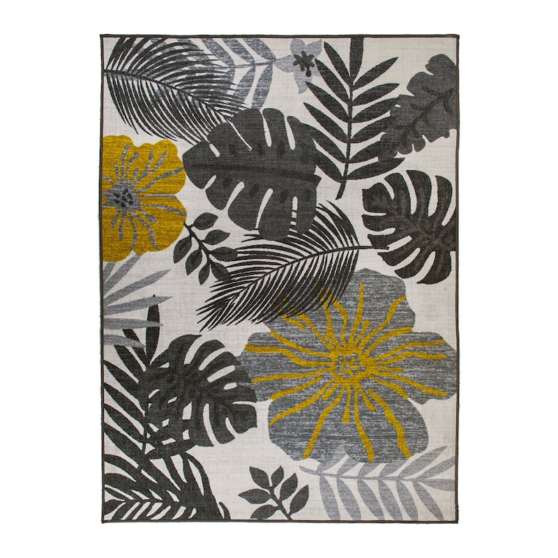 Tropical Floral Leaves Indoor/Outdoor Area Rug