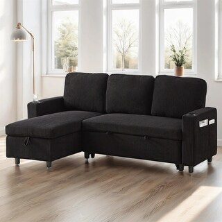 78.7" Comfortable Corduroy L-Shaped Combo Sofa Bed - Bed Bath & Beyond ...
