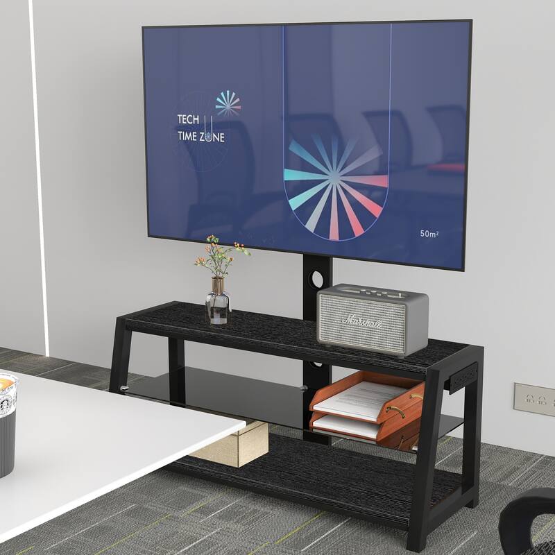 Wooden Storage TV Stand Height Adjustable Universal Swivel Entertainment Center With Mount TV Stand