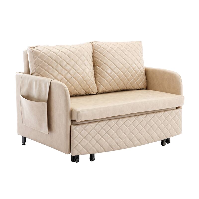 Modern Velvet Loveseat Couch with Pull Out Bed