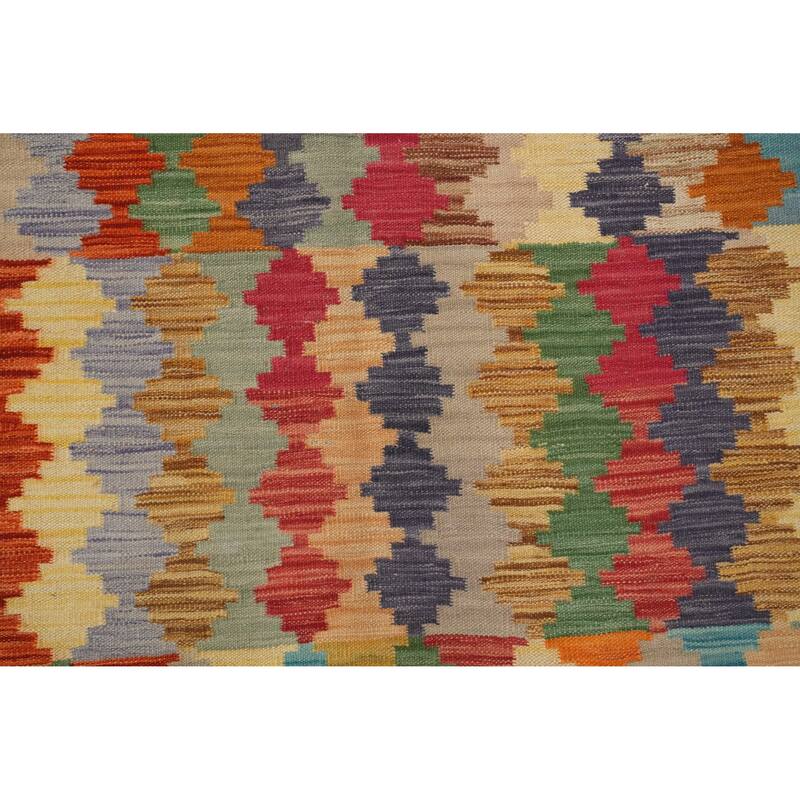 Hand Woven Oriental 100% Wool Carpet Southwestern Modern Multi-Colored Kilim Area Rug - 8' 3'' X 5' 1''