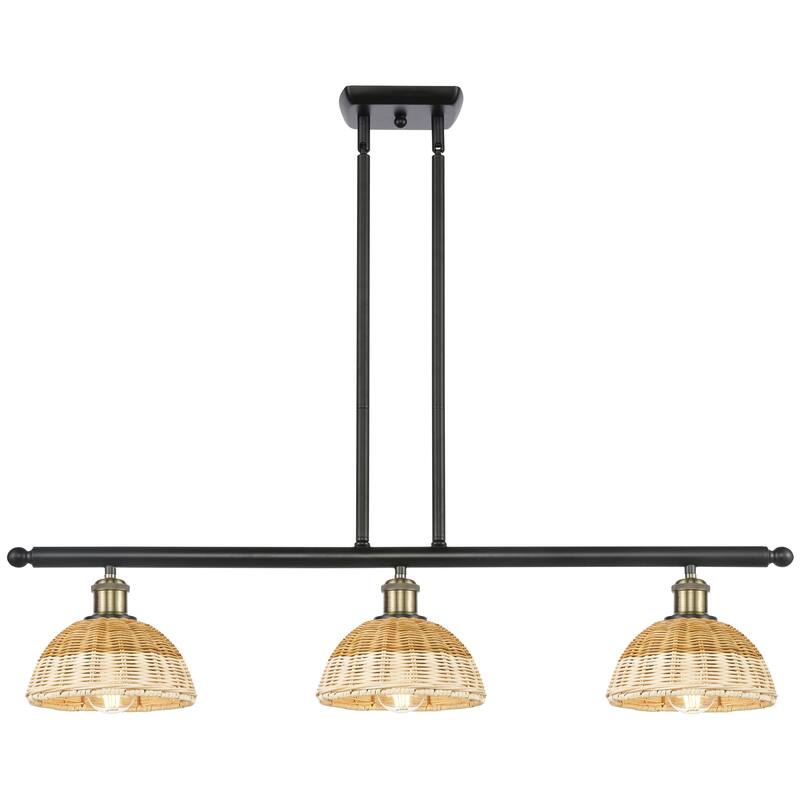 Innovations Lighting Endless Possibilities Ballston - Bristol Natural II - 3 Light 36" Stem Hung Island Light with 8" Shades - Black Antique Brass