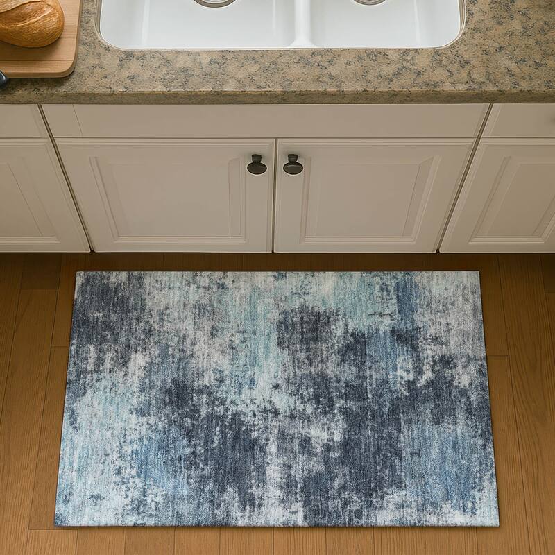 Premium Washable Super Soft Abstract Casual Mayfield Rug - Blue - 1'8" x 2'6"