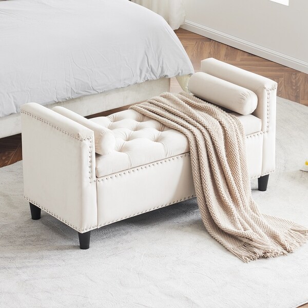 Cream ottoman storage bench discount