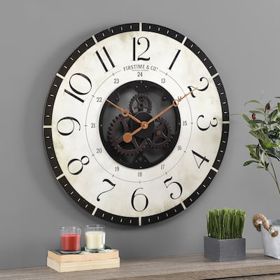 FirsTime & Co. Carlisle Gears Wall Clock, Wood, 27 x 2 x 27 in, American Designed