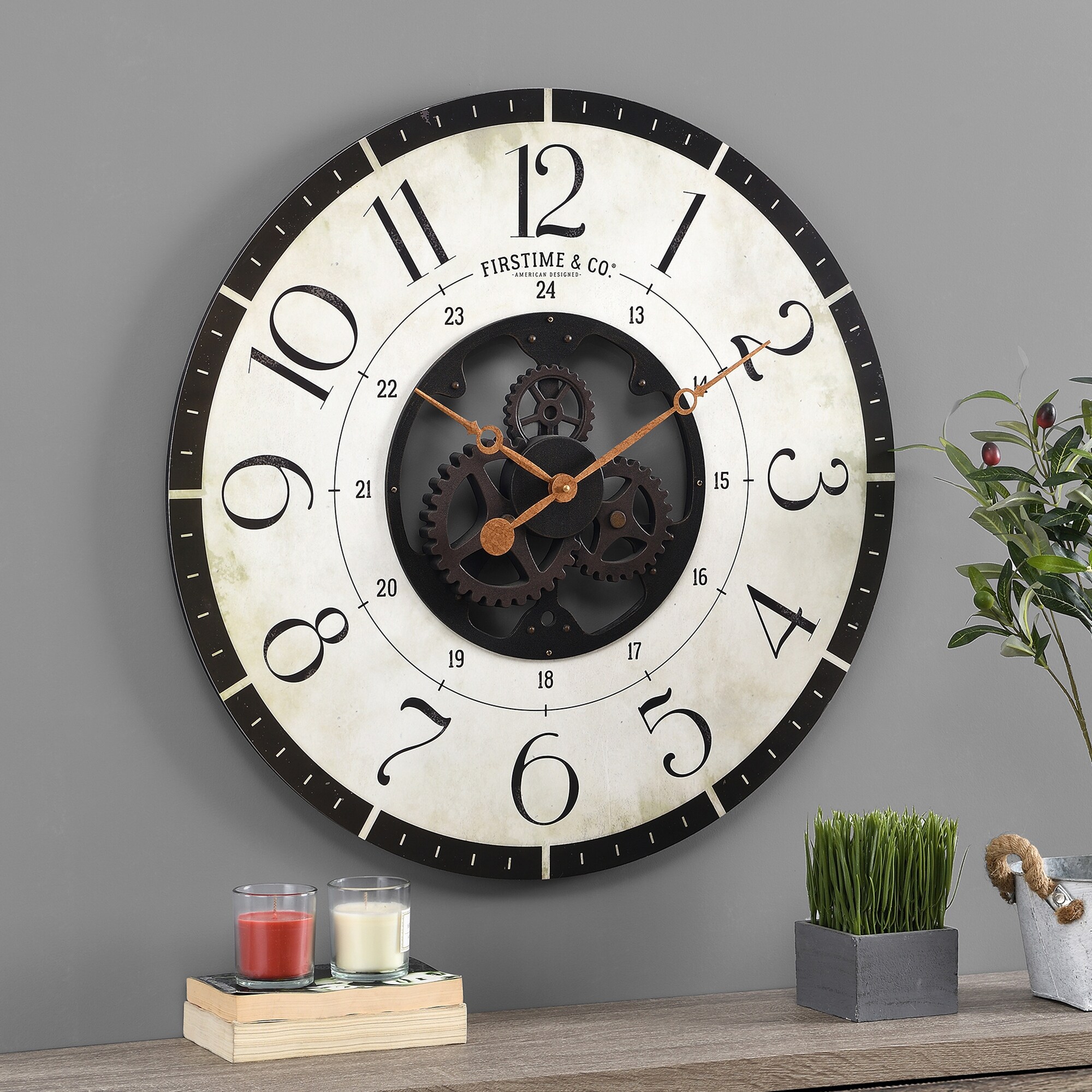 FirsTime & Co. Carlisle Gears Wall Clock, Wood, 27 x 2 x 27 in