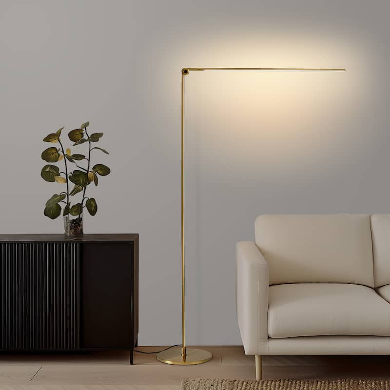 Brightech Libra 64.5 in. Antique Brass Industrial Dimmable and Color Temperature Adjustable LED Floor Lamp