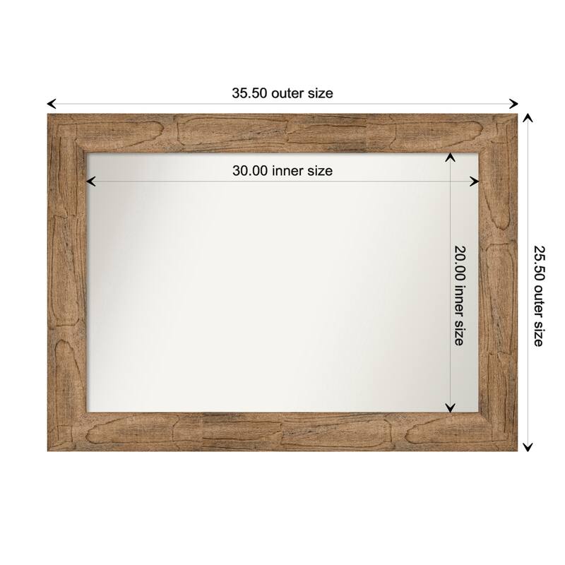 Owl Brown Framed Non-Beveled Custom Wall Mirror, Bathroom Vanity Mirror - Outer Size: 35.5 x 25.5