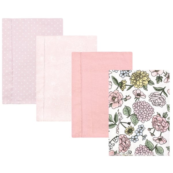 slide 1 of 1, Hudson Baby Infant Girl Cotton Flannel Burp Cloths, Vintage Blossom 4 Pack, One Size - Vintage Blossom 4 Pack - One Size One Size - Vintage Blossom 4 Pack