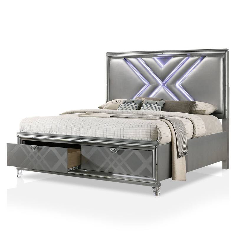 Furniture of America Bel Air Modern LED Headboard 2-Drawer Platform Bed with Storage