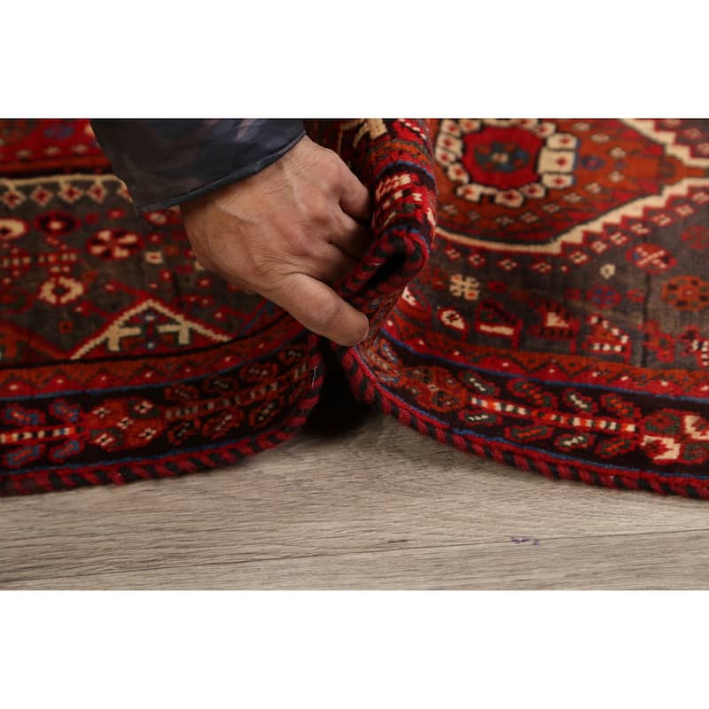 Geometric Shiraz Persian Traditional Area Rug Handmade Wool Carpet - 3'11" x 5'3"