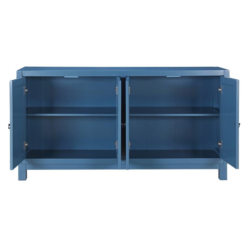 Large Storage Space Sideboard, 4 Door Buffet Cabinet with Pull Ring Handles