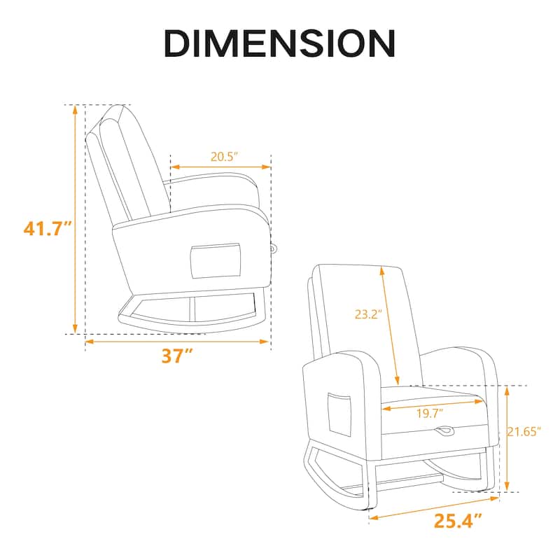 25.4"W Rocking Chair for Nursery,High Back Glider Chair with Retractable Footrest,Rocking Accent Armchair with Rubber Wood Legs