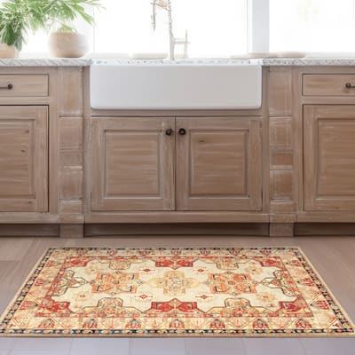 My Magic Carpet Machine Washable Rug Ottoman Natural