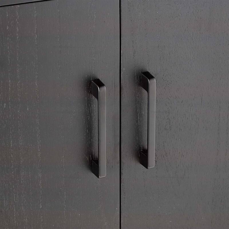 4-Door Cabinet with Smooth Rounded Corners & Refined Metal Handles