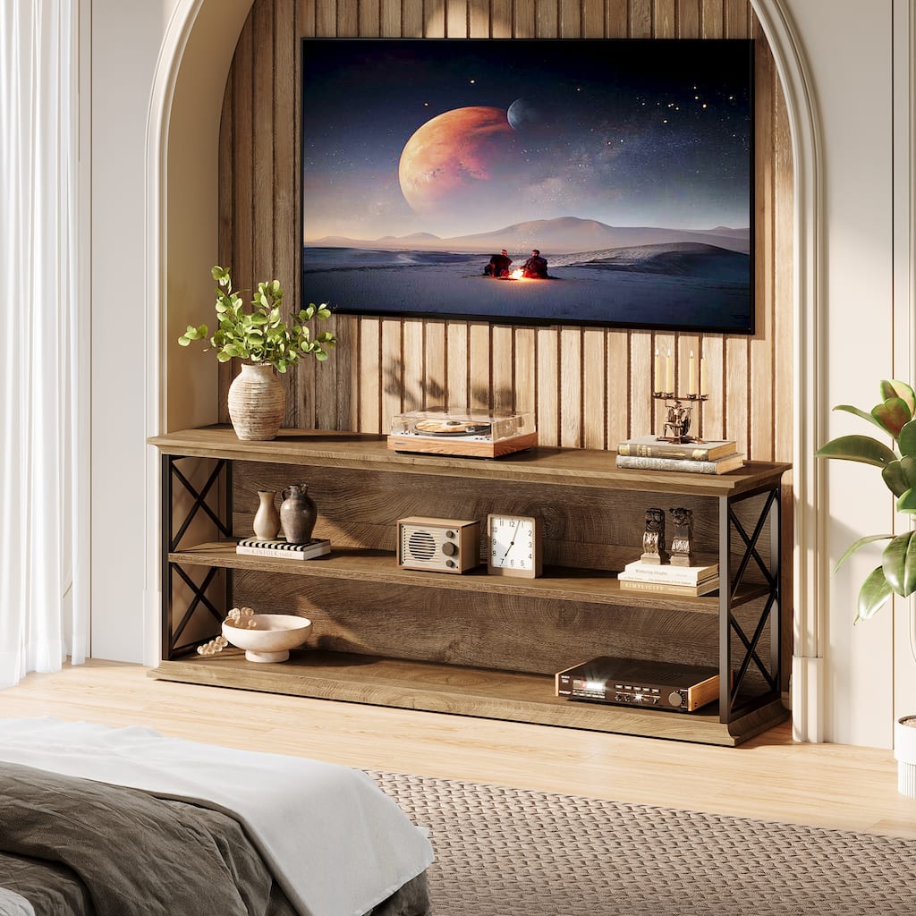63-Inch TV Stand for 75-Inch TVs, Industrial Entertainment Center