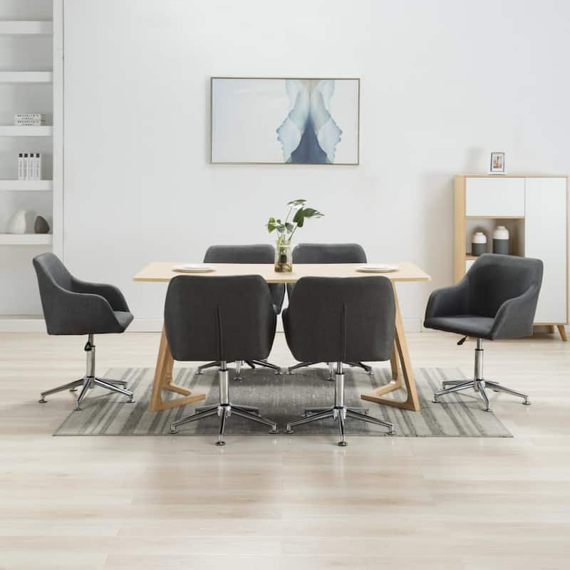 vidaXL Dining Chair 360 Degrees Swivel Accent Desk Chair with Arms Fabric - 21.7" x 20.9" x (30.7"-36.2")