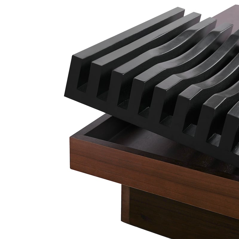 Acacia Wood Storage Coffee Table ,Brown & Black Color