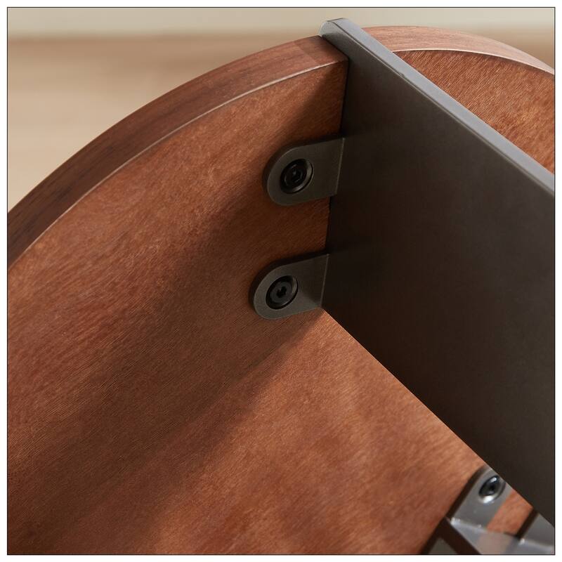 Round Coffee Table Walnut Wood Surface and Black Metel Feet