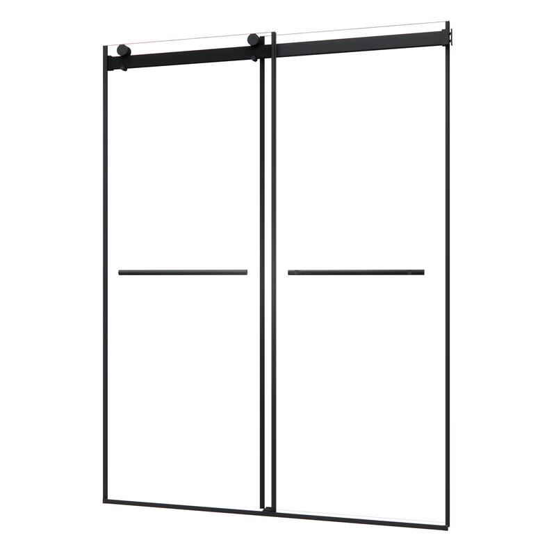 Altair Belizzi By Pass Frameless Shower Door in Matte Black Finish with Clear Glass