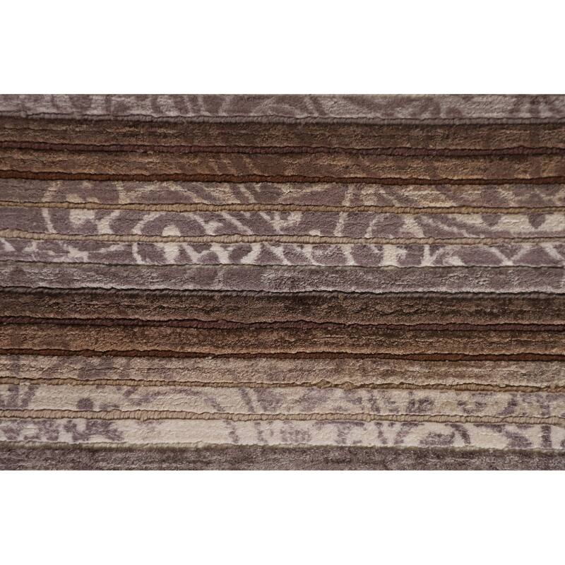 Striped Modern Accent Rug Handmade Abstract Wool Carpet - 2'9"x 5'0"