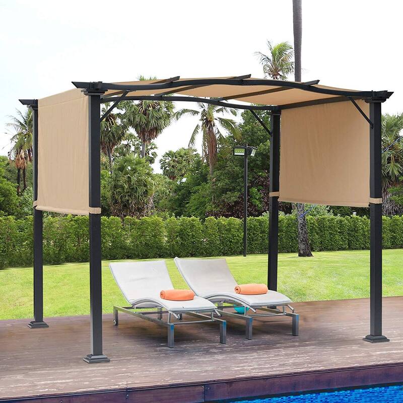 Outsunny 16.5' Steel Frame Polyester Fabric Gazebo with Retractable Canopy Shade Awning