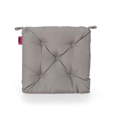 Caba Chair Cushion Pad, Tufted 16 Inch, Water Resistant, Gray Polyester