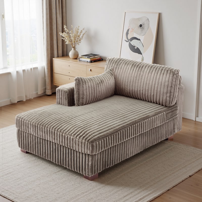 UIXE Modern Plush Corduroy Indoor Chaise Lounge Chair