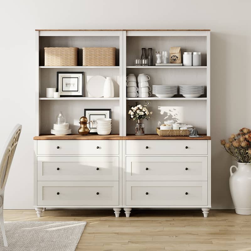White Bookcase with Doors, Large Wood Farmhouse Book Case Shelf